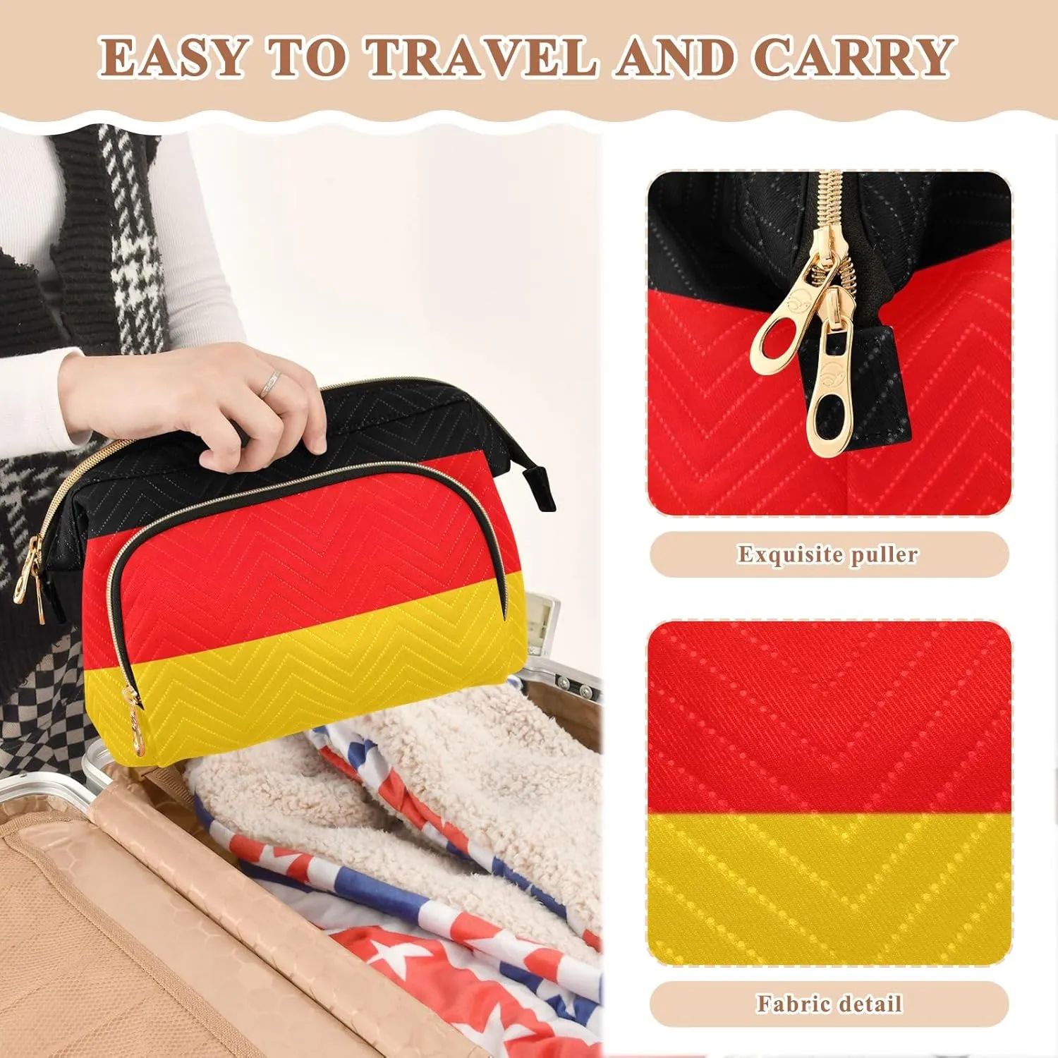 Germany Flag Cosmetic Bags Travel Cosmetic Organizer Toiletry Bag Makeup Bag Travel Cosmetic Bag Toiletry Bag Organizer Pouch