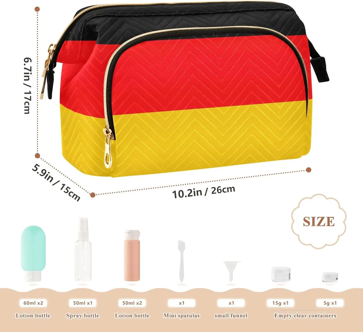 Germany Flag Cosmetic Bags Travel Cosmetic Organizer Toiletry Bag Makeup Bag Travel Cosmetic Bag Toiletry Bag Organizer Pouch