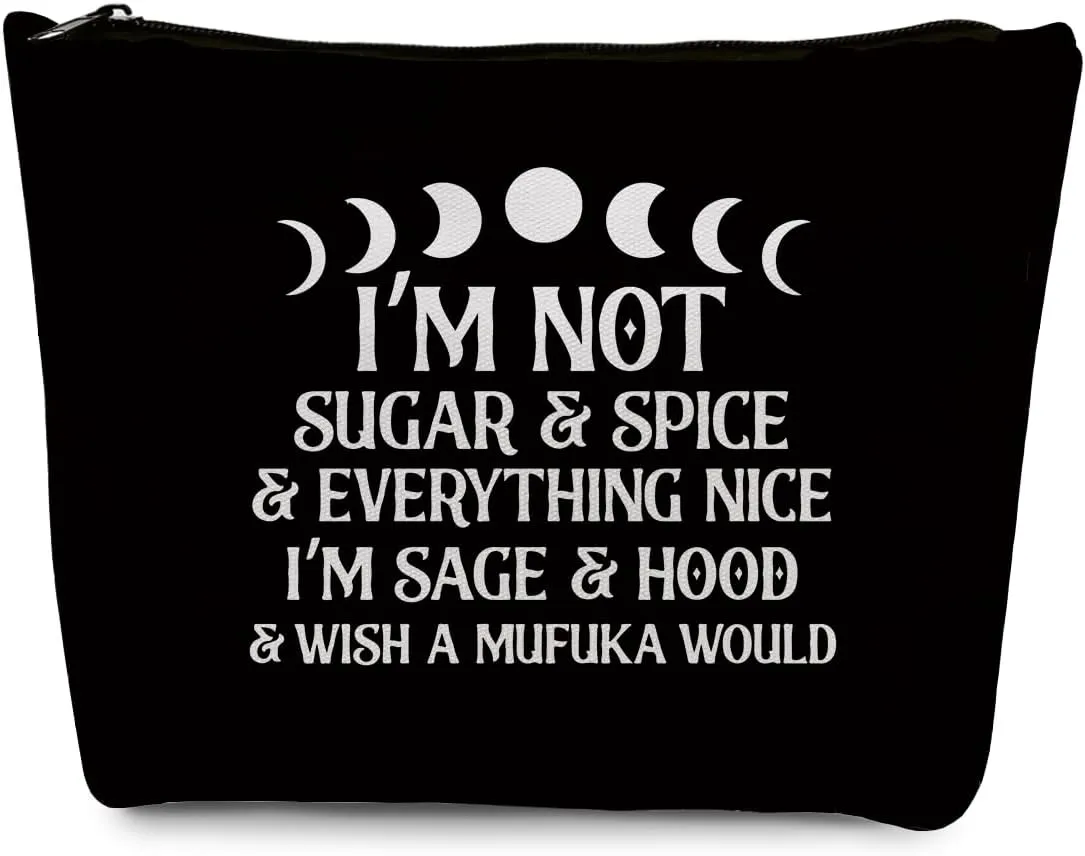 gfuhlre Moon Phase Witch Gifts Stuff Makeup Bag Travel Toiletry Bag Funny Witchcraft Bag Meditation Gifts for Witchcraft Women Female Best Friends Birthday Halloween I'm Not Sugar Spice