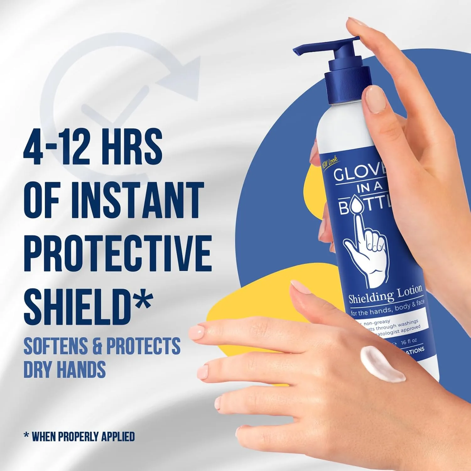 Gloves In A Bottle Working Hands Cream – Hypoallergenic Moisturizing Lotion for Severely Cracked Hands – Protective Hand Treatment for Workers, Nurses & More – 16 oz with Pump