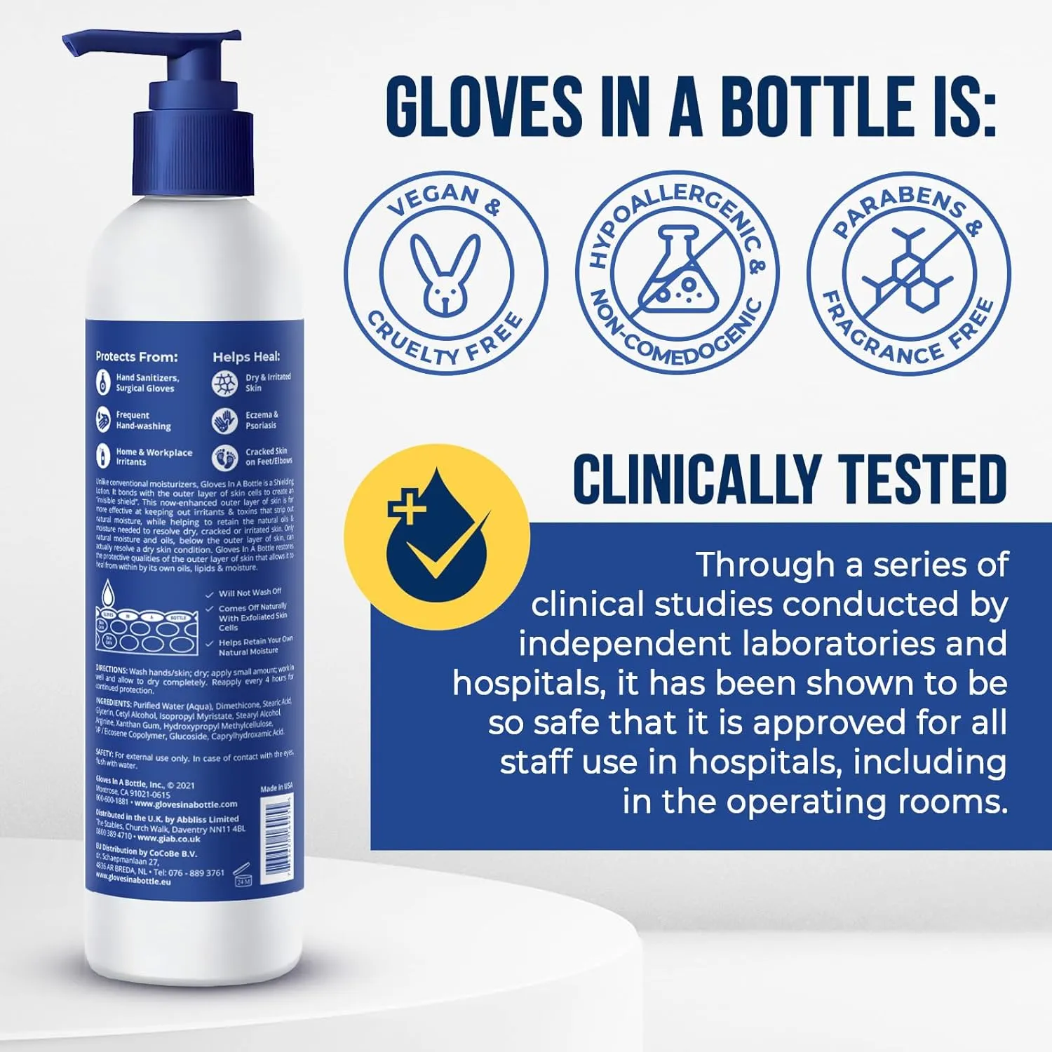 Gloves In A Bottle Working Hands Cream – Hypoallergenic Moisturizing Lotion for Severely Cracked Hands – Protective Hand Treatment for Workers, Nurses & More – 16 oz with Pump