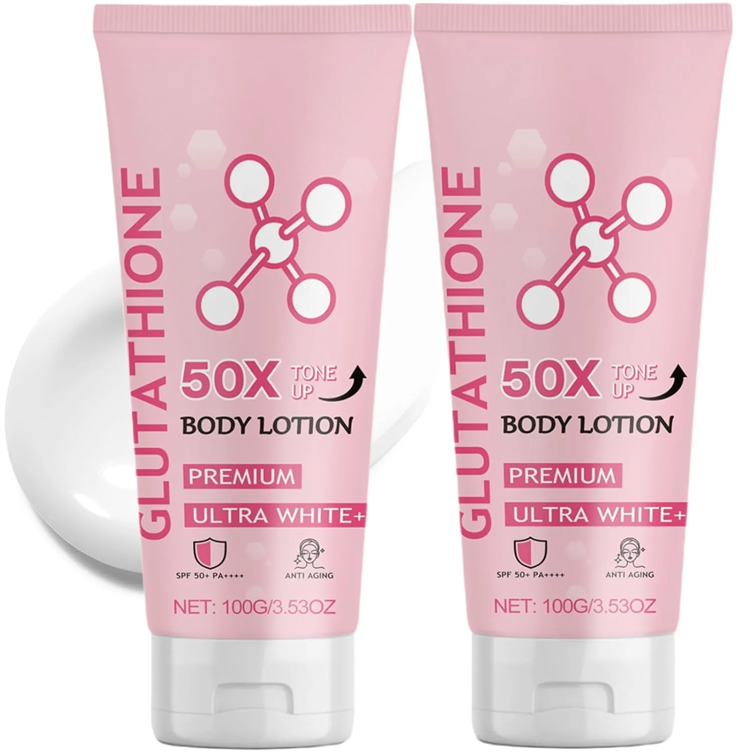 Glutathione 50x Tone Up Body Lotion, 2 Pack Moisturizing, Hydration and Nourishing, Soft Skin All Over Body Scented Body Lotion for Women (2 Packs)