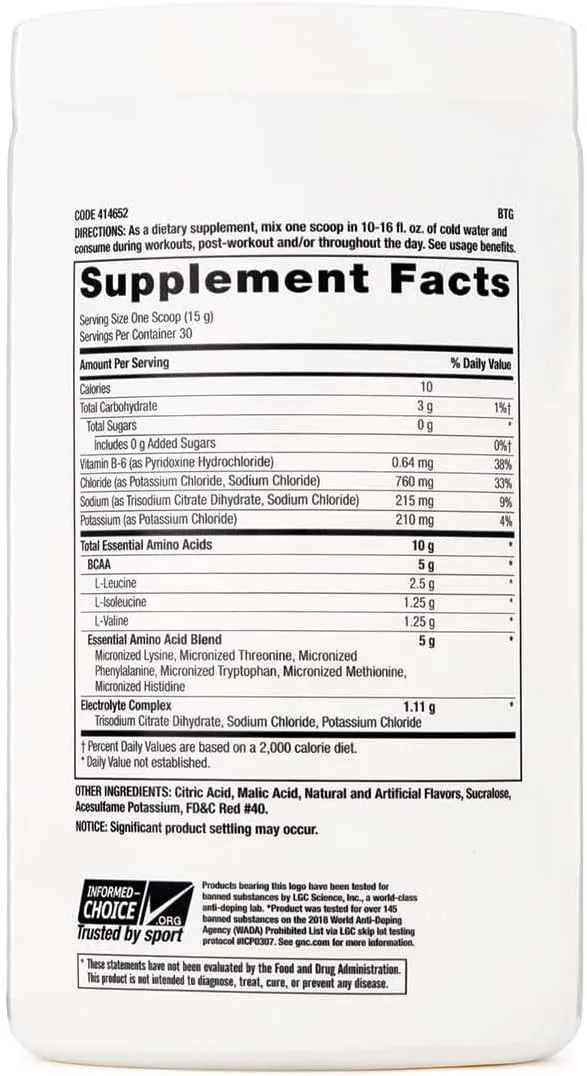 GNC Pro Performance Essential Amino Complete, Strawberry Kiwi, 15.87 oz., Supports Muscle Recovery