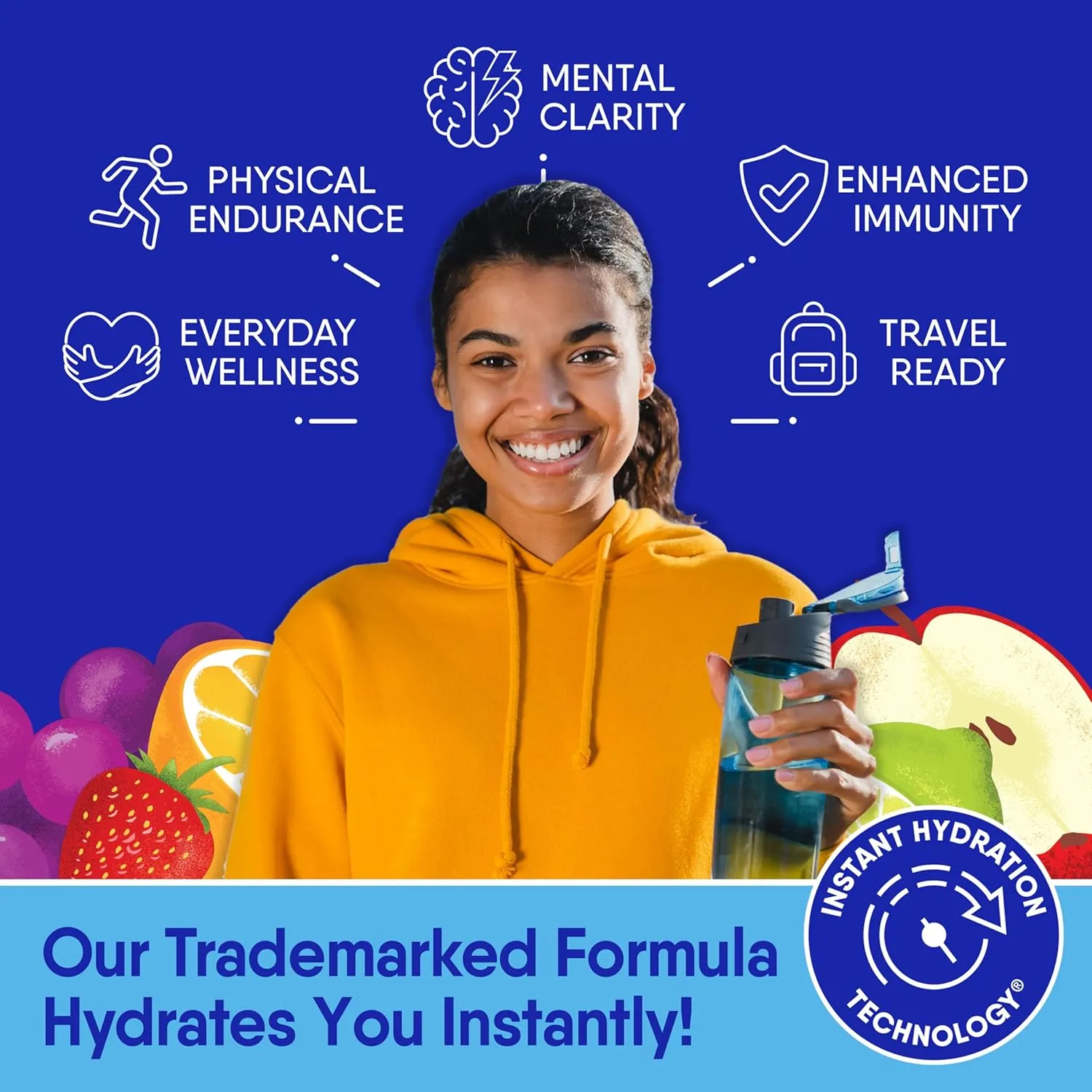GoHydrate Instant Hydration Powder Packets - Low Sodium Electrolytes Drink Mix - Natural Hydration Support, Sugar Free Electrolyte Flavored Powder Drink with Vitamin D, 30 Packs, Grape