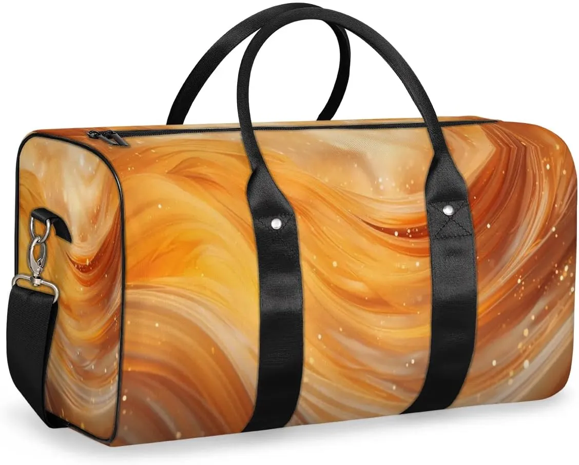Gold Print Travel Duffel Bag for Women Men Waterproof Foldable Overnight Weekender Bag Large Capacity Sports Gym Bag