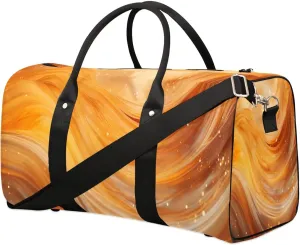 Gold Print Travel Duffel Bag for Women Men Waterproof Foldable Overnight Weekender Bag Large Capacity Sports Gym Bag