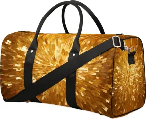 Golden Print Travel Duffel Bag for Women Men Waterproof Foldable Overnight Weekender Bag Large Capacity Sports Gym Bag