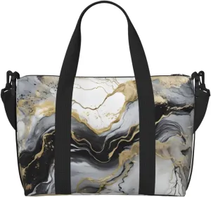 Gray Abstract Marble Travel Bag, Marble Texture Weekender Overnight Bag, Shoulder Travel Duffel Bag Carry On Gym Bag for Women Men