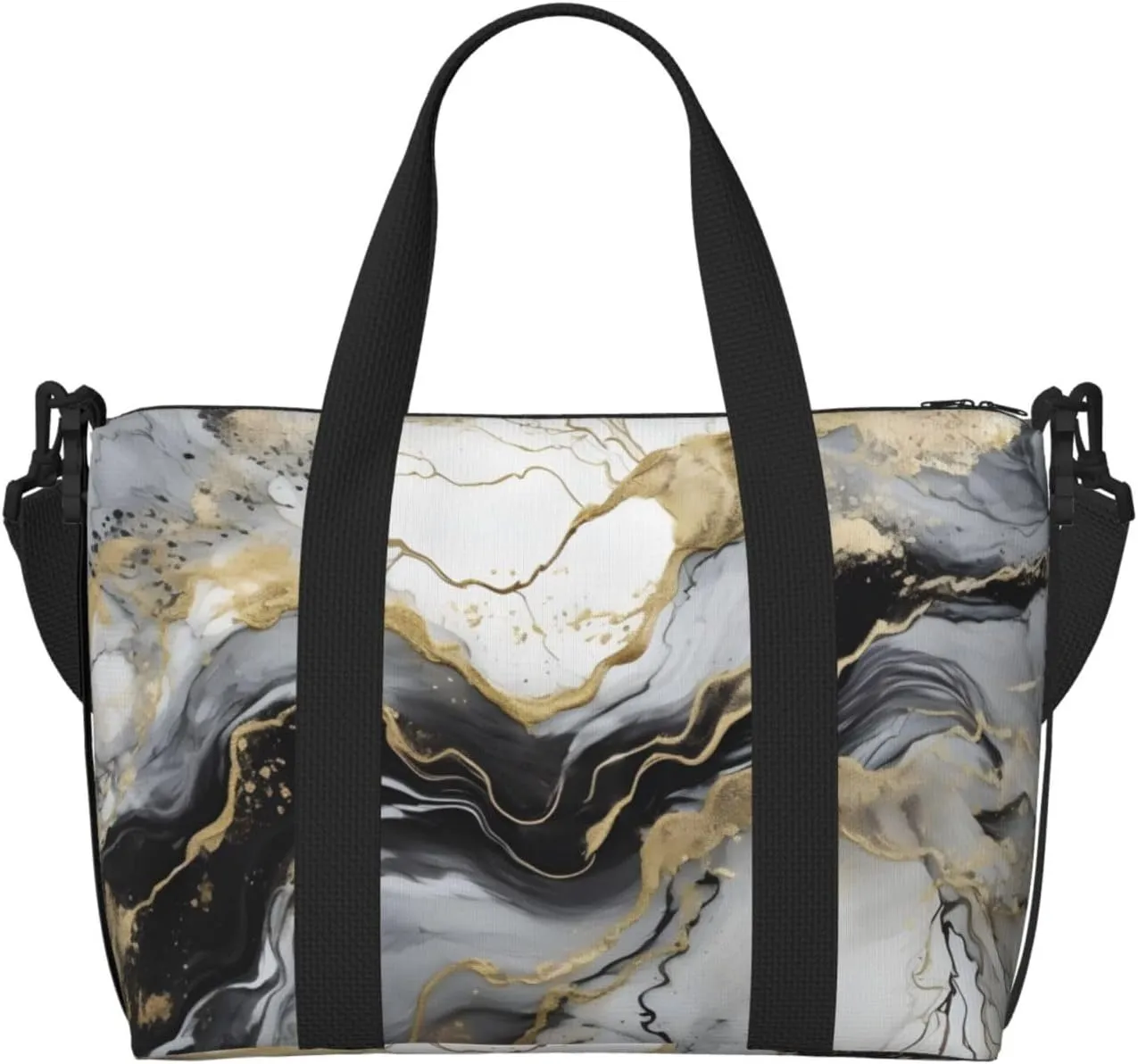 Gray Abstract Marble Travel Bag, Marble Texture Weekender Overnight Bag, Shoulder Travel Duffel Bag Carry On Gym Bag for Women Men