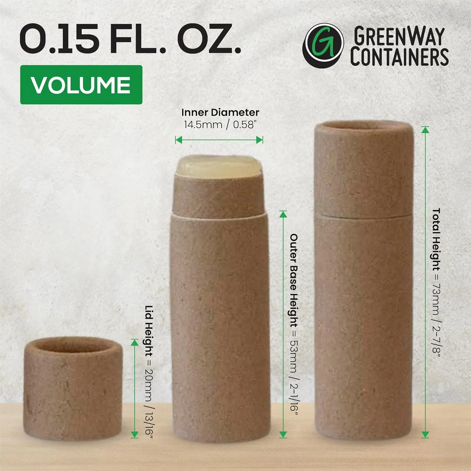 GreenWay 0.15oz / 4.25g Kraft Paperboard Lip Balm Tubes with Lids - 12 Pack Lip Gloss Tubes Refillable DIY Cosmetic Containers – Extra Thick Push-Up Bottom Lip Balm Containers - Black