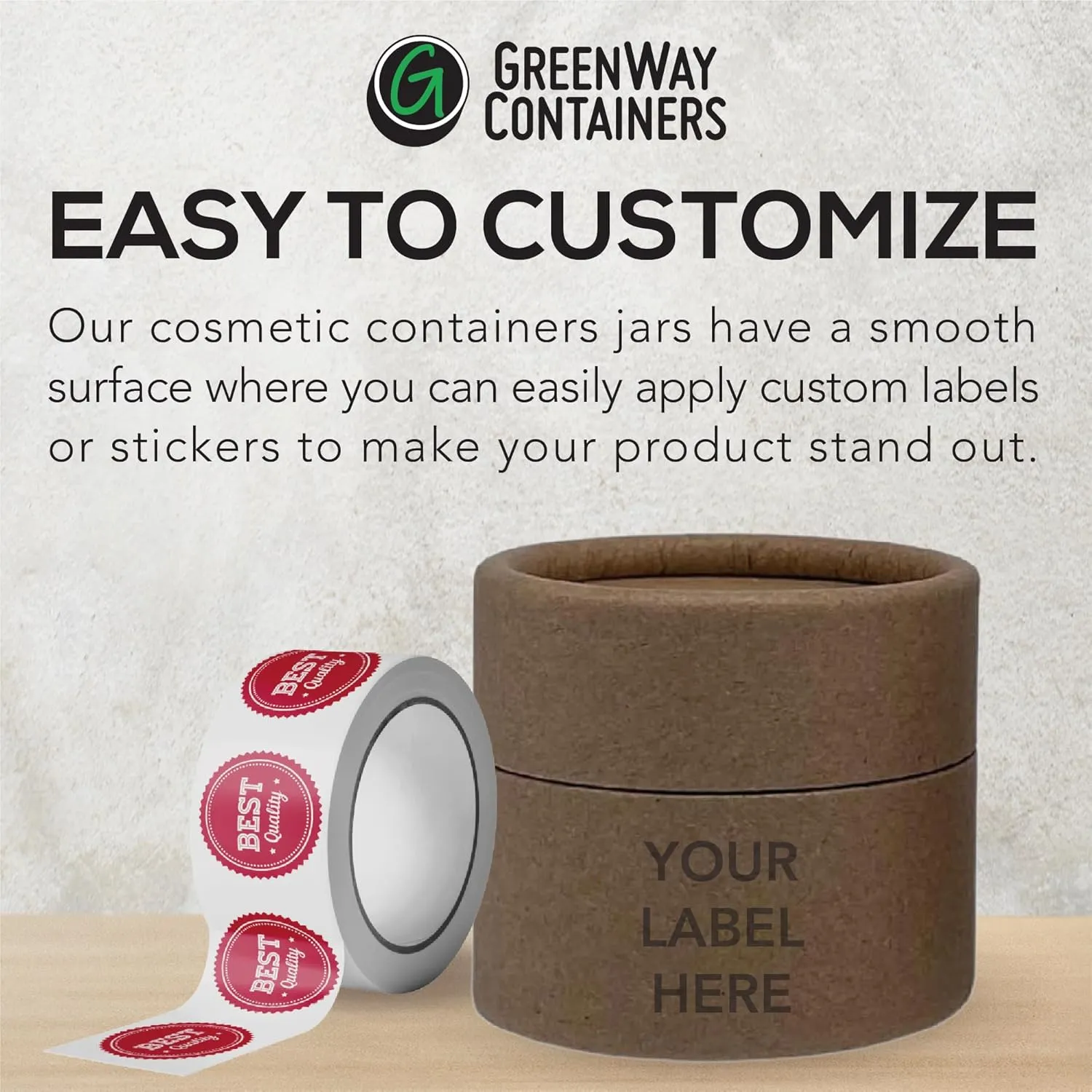 GreenWay 2oz / 60g Kraft Paperboard Empty Jars with Lids - 6 Pack Biodegradable Jars Refillable DIY Cosmetic Containers – Wax Lined Packaging Containers with Snug-Fitting Caps - Brown