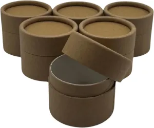 GreenWay 2oz / 60g Kraft Paperboard Empty Jars with Lids - 6 Pack Biodegradable Jars Refillable DIY Cosmetic Containers – Wax Lined Packaging Containers with Snug-Fitting Caps - Brown