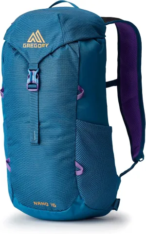 Gregory Nano 16L Unisex Day Hiking/Commuter/Active Travel Backpack, Breathable Backpanel, Hydration Port, One Size Fits All, Icon Teal