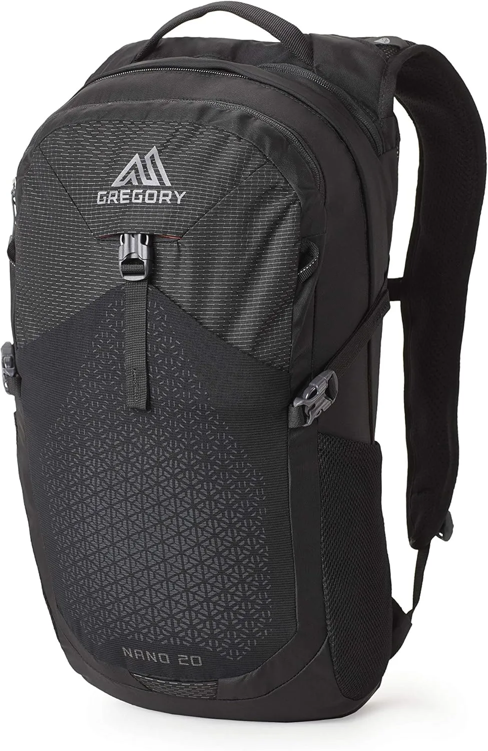 Gregory Nano 20L Plus Size Unisex Day Hiking/Commuter/Active Travel Backpack, Breathable Backpanel, Hydration Port, Plus Size, Obsidian Black