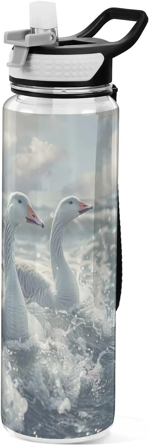 Grey Goose Sports Water Bottle 32oz with Straw Lid - BPA Free Tritan Reusable Water Bottles for Gym, Hiking & Outdoor Activities（252）