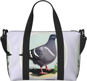 Grey Pigeon print print Travel Duffel Bag,workout duffel bag, overnight shoulder Bag,Weekender Bag for Women Men