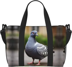 Grey Pigeon print Travel Duffel Bag,workout duffel bag, overnight shoulder Bag,Weekender Bag for Women Men