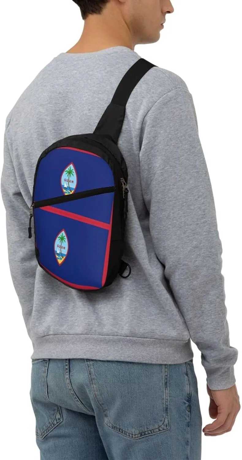 Guam Flag Packable Crossbody Bag Portable Sling Bags Foldable Travel Daypack Reusable Sports Shoulder Backpack Diagonally Chest Bag for Workout