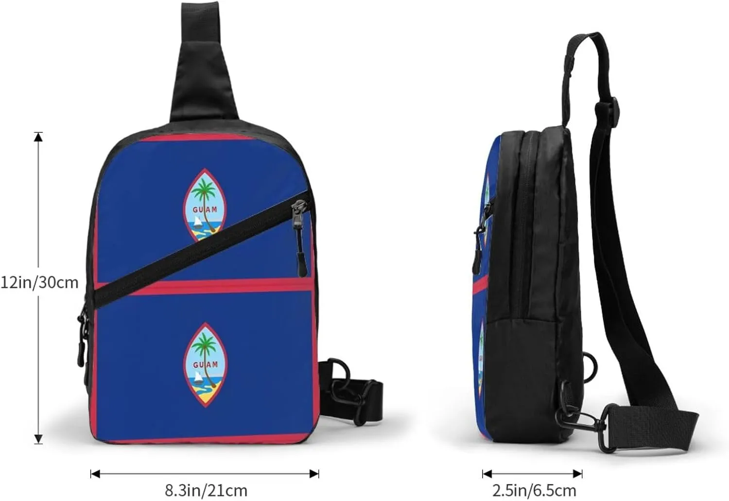 Guam Flag Packable Crossbody Bag Portable Sling Bags Foldable Travel Daypack Reusable Sports Shoulder Backpack Diagonally Chest Bag for Workout