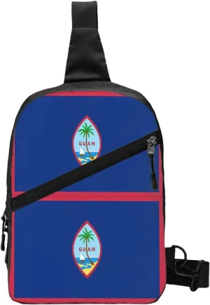 Guam Flag Packable Crossbody Bag Portable Sling Bags Foldable Travel Daypack Reusable Sports Shoulder Backpack Diagonally Chest Bag for Workout
