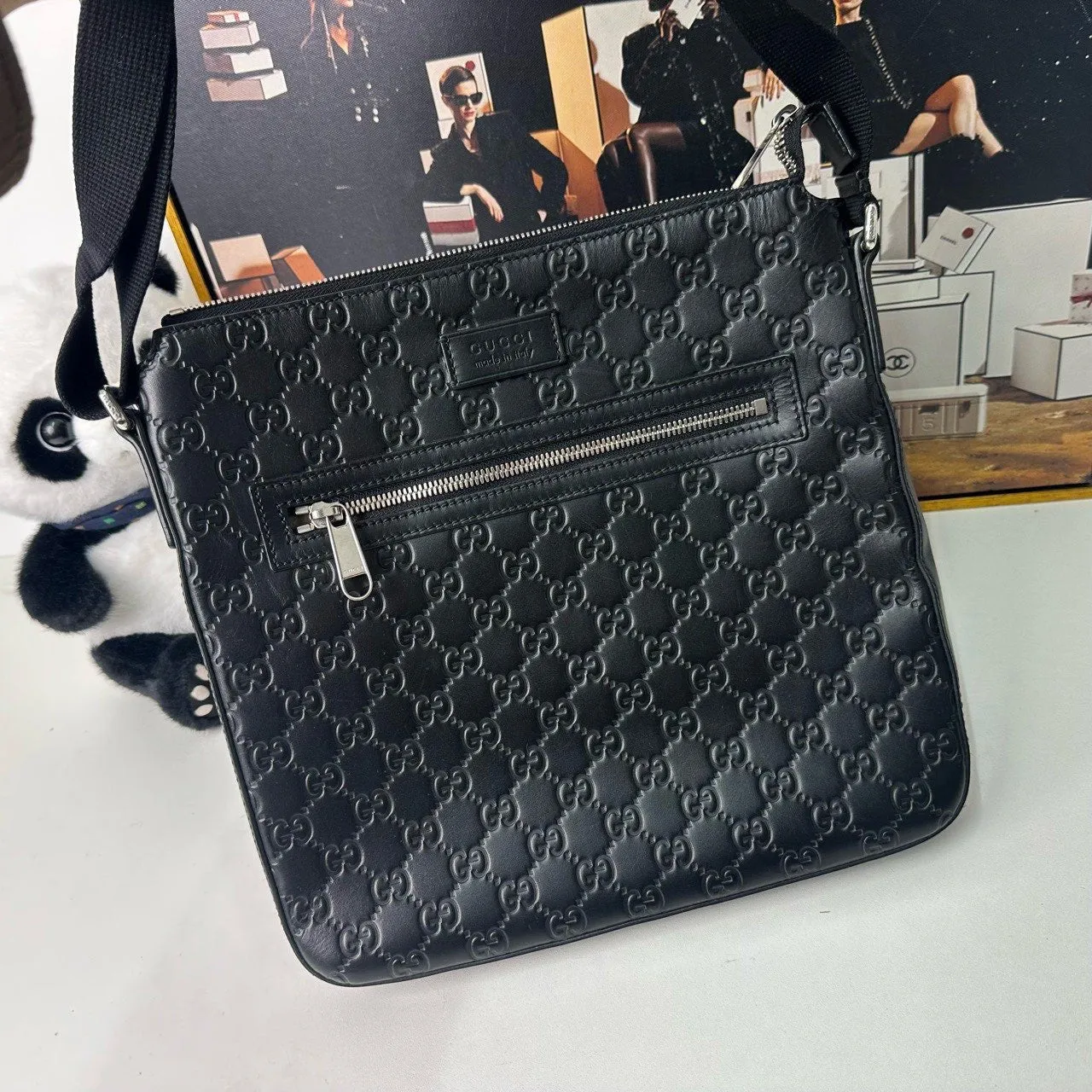 Gucci Men's GG Black Messenger Bag -  Designer Handbag