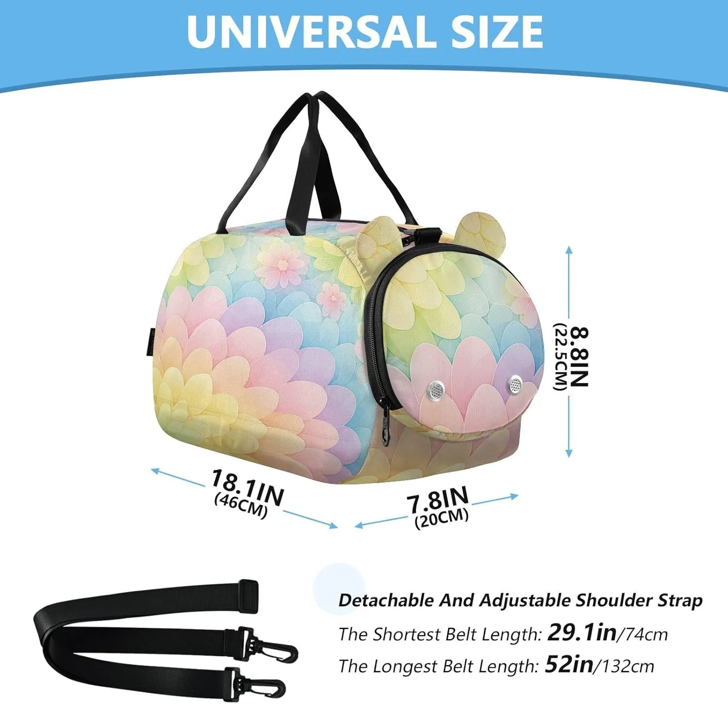 GuoChe Black Crossbody Bag with Shoes Compartment Practical Over Shoulder Purse for Go shopping
