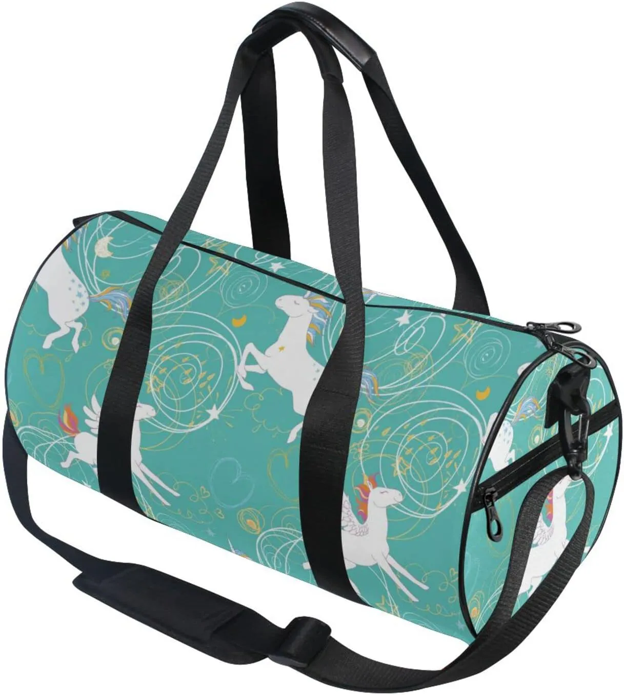 Gym Bag for Women and Men Small Duffel Bag for Sports Travel Weekender Overnight Vacation Beach Lightweight Carry on Bag for Boys Girls Horse Green