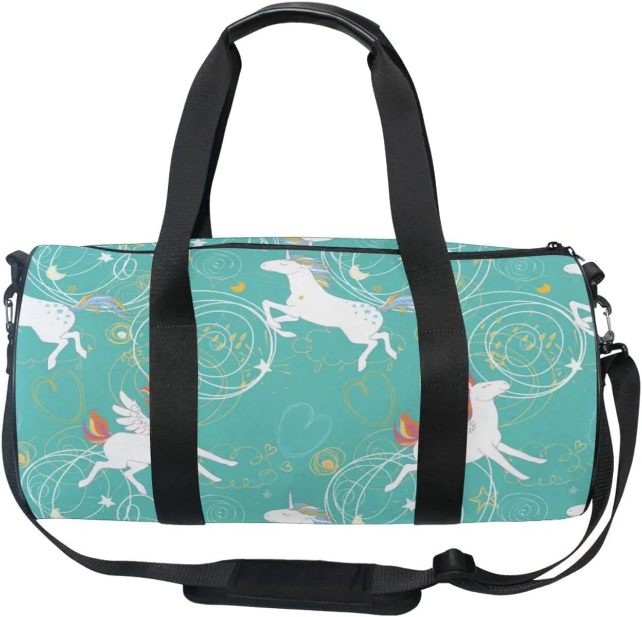 Gym Bag for Women and Men Small Duffel Bag for Sports Travel Weekender Overnight Vacation Beach Lightweight Carry on Bag for Boys Girls Horse Green