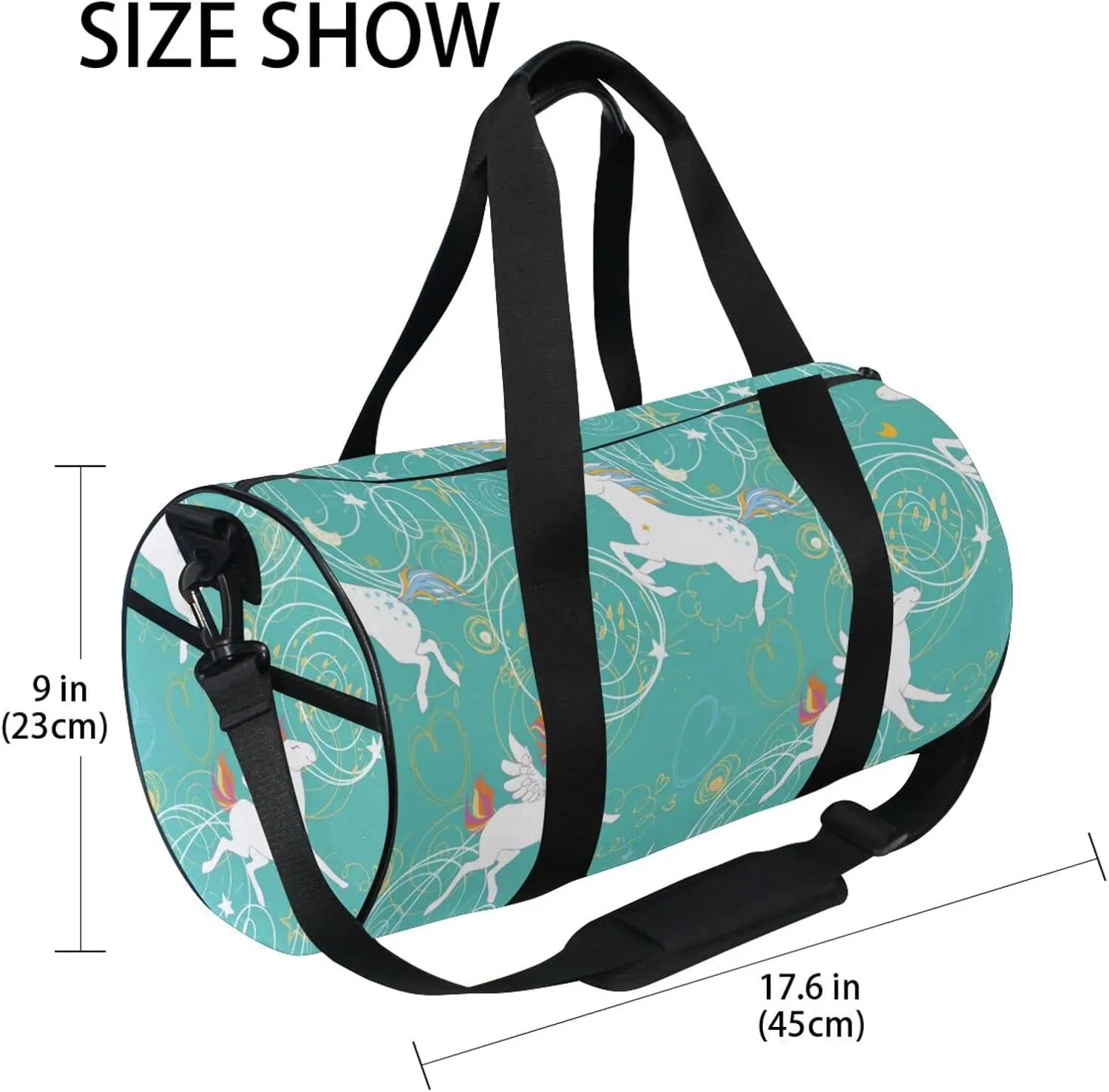 Gym Bag for Women and Men Small Duffel Bag for Sports Travel Weekender Overnight Vacation Beach Lightweight Carry on Bag for Boys Girls Horse Green