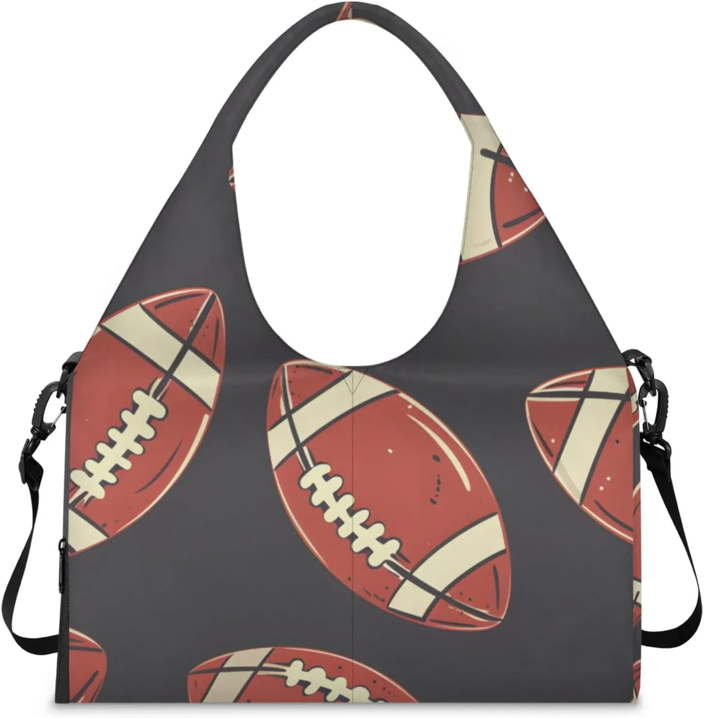 Gym Bag for Women Footballs Theme Duffel Bag with Shoe Compartment and Yoga Mat Holder Portable Weekender Bags Travel Tote Bags