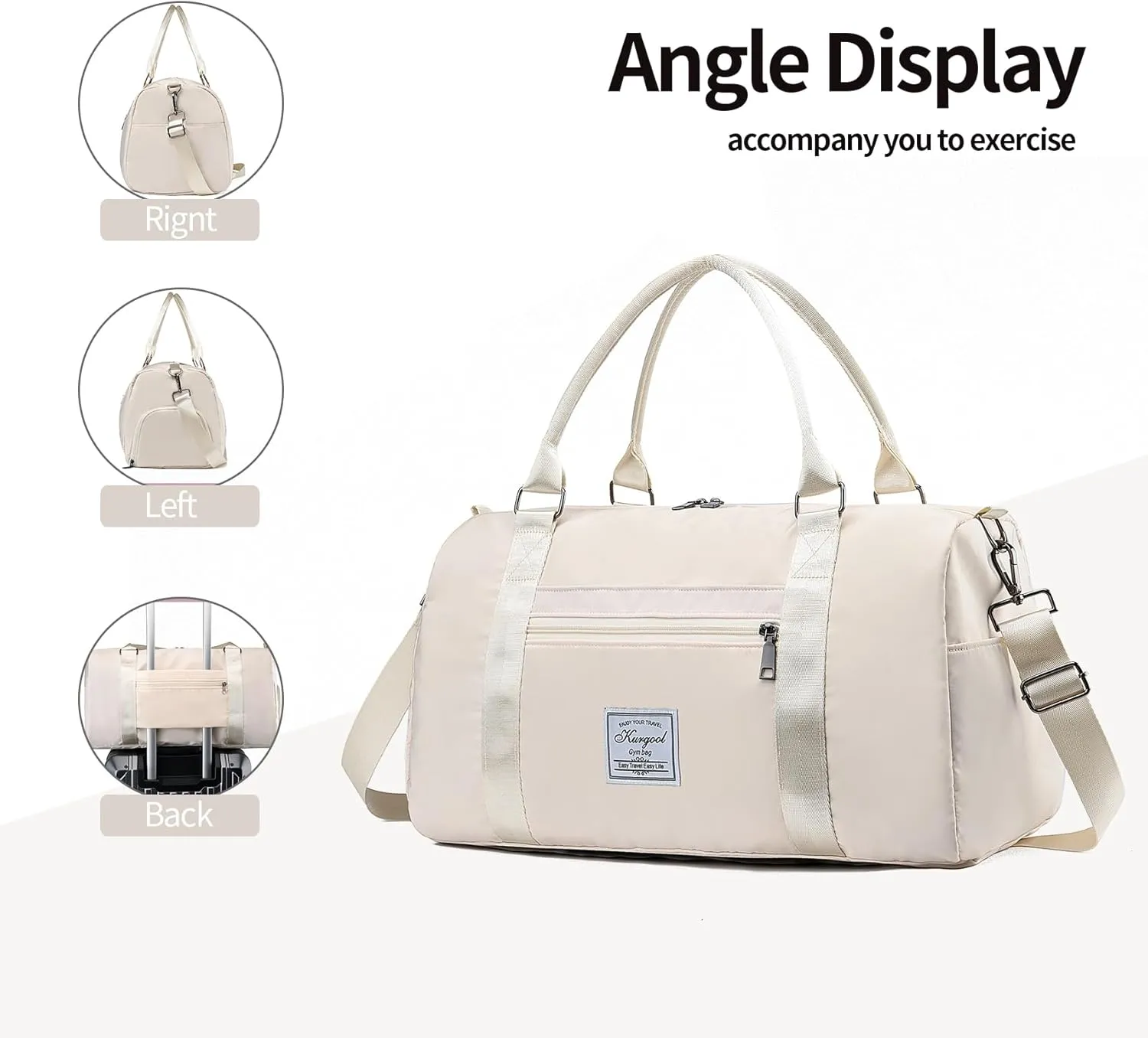 Gym Bag with Wet Pocket, Foldable Travel Duffle Bag Carry On Weekender Bags for Women, Waterproof Overnight Bag for Travel, Gym, Yoga