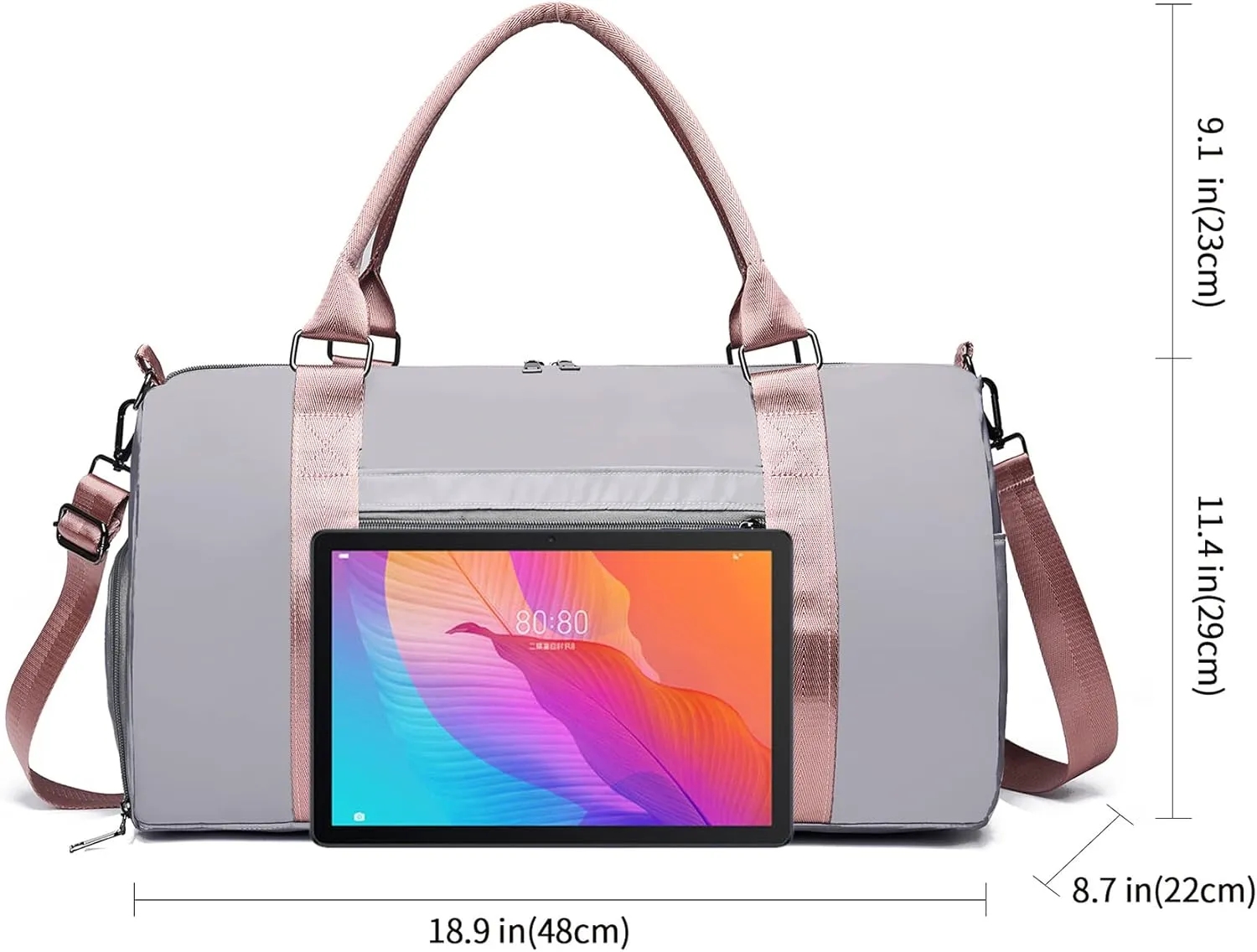 Gym Bag with Wet Pocket, Foldable Travel Duffle Bag Carry On Weekender Bags for Women, Waterproof Overnight Bag for Travel, Gym, Yoga