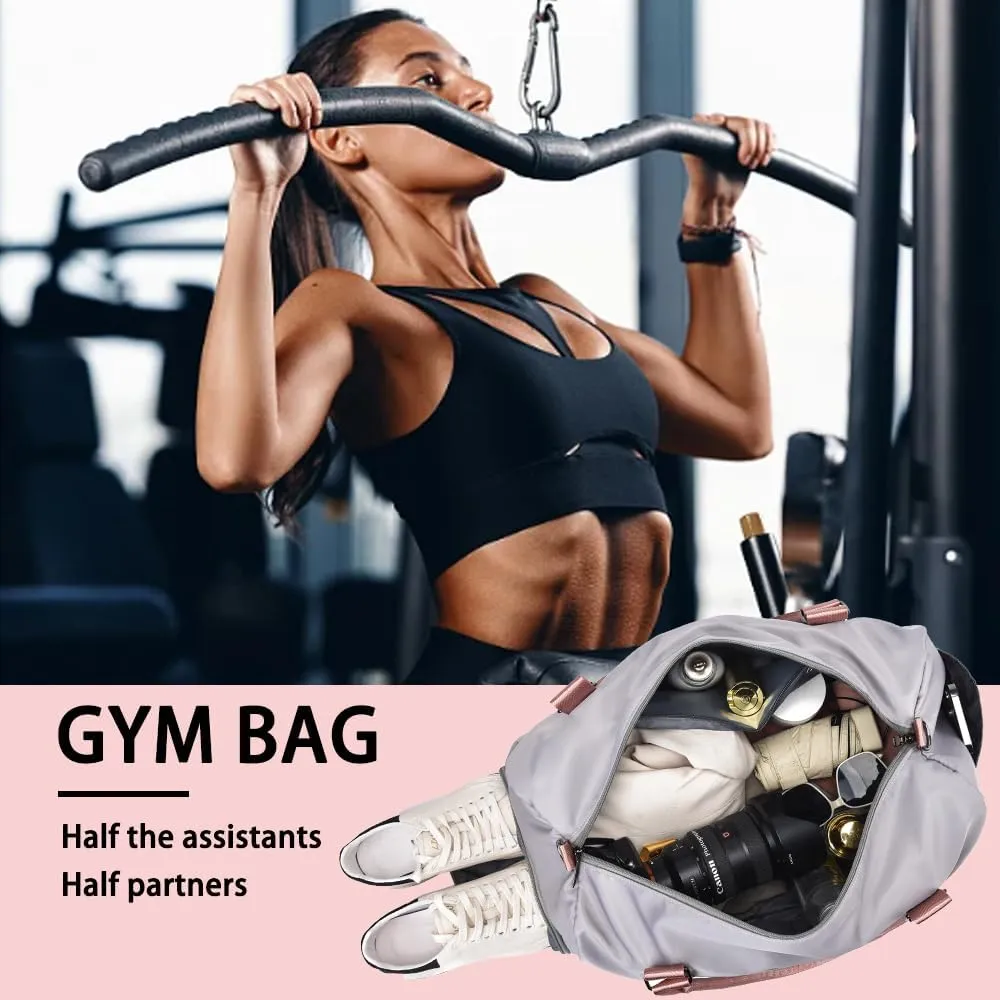 Gym Bag with Wet Pocket, Foldable Travel Duffle Bag Carry On Weekender Bags for Women, Waterproof Overnight Bag for Travel, Gym, Yoga