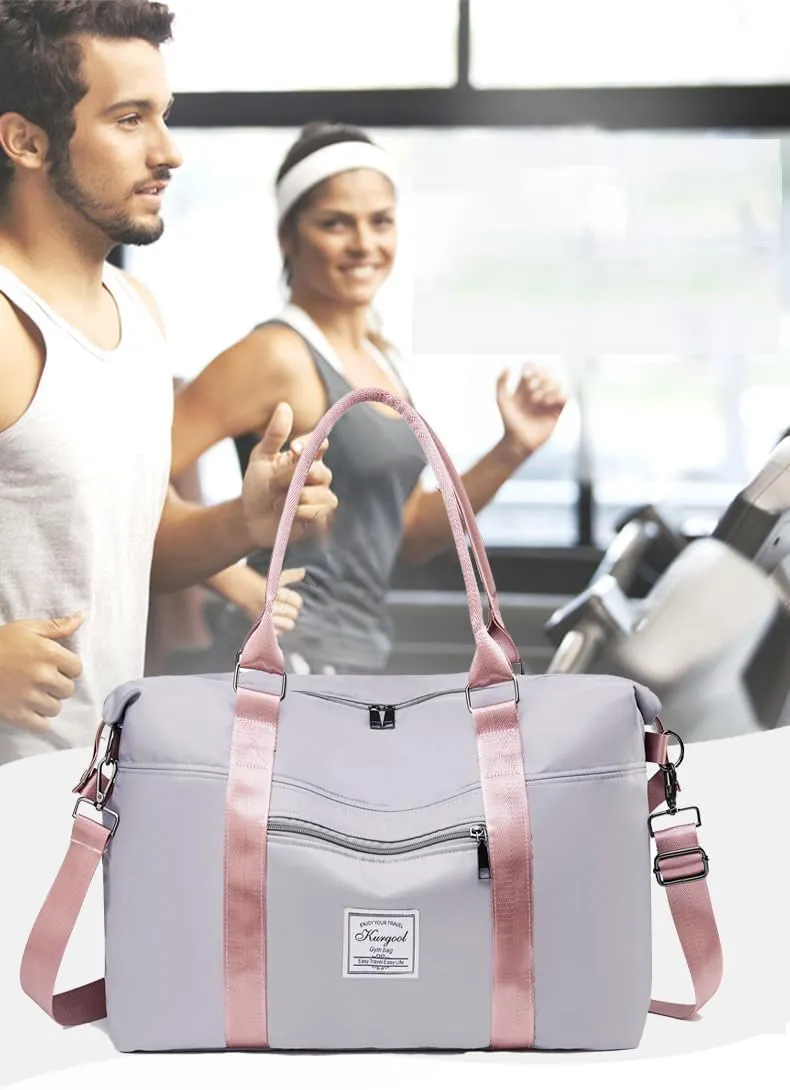 Gym Bag with Wet Pocket, Foldable Travel Duffle Bag Carry On Weekender Bags for Women, Waterproof Overnight Bag for Travel, Gym, Yoga