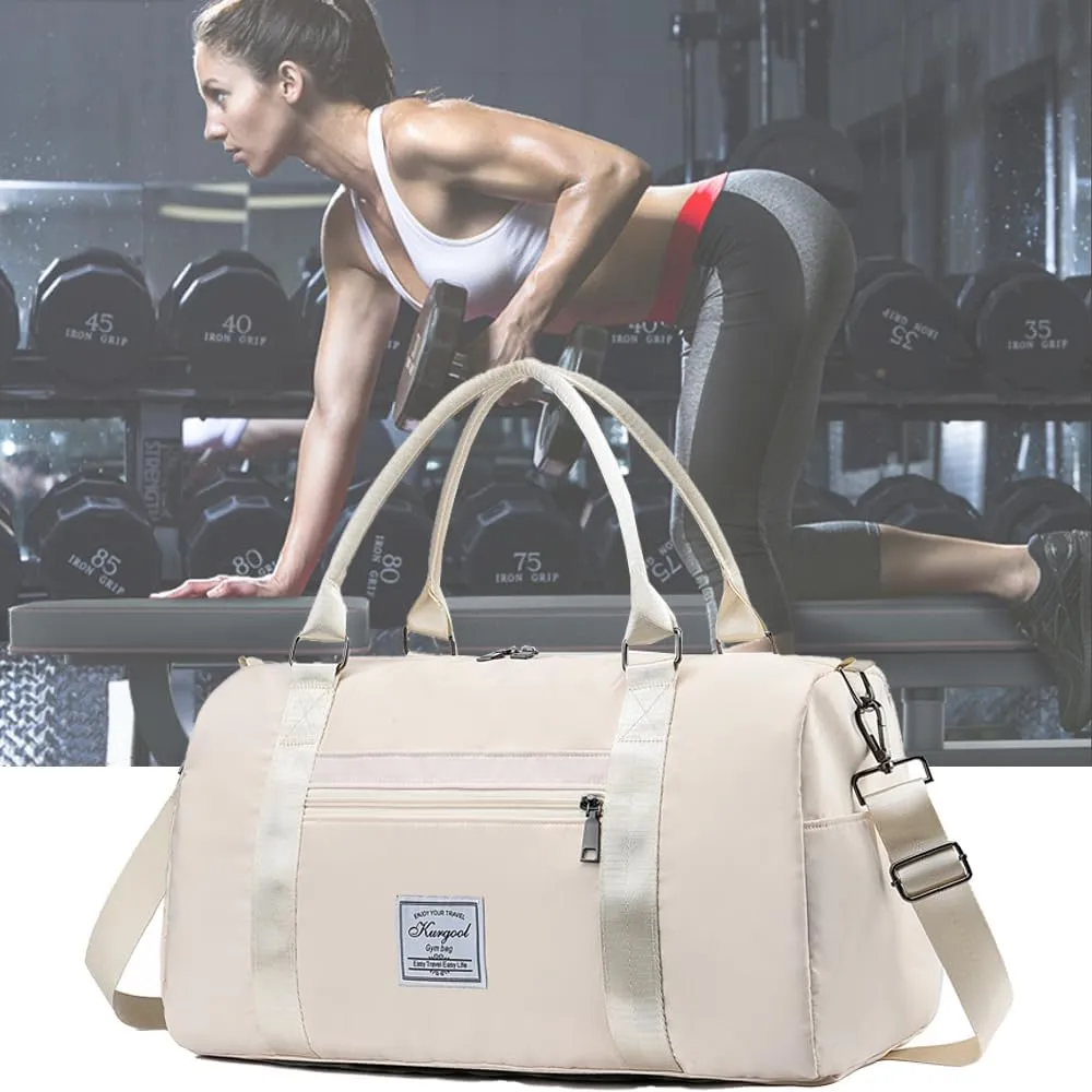 Gym Bag with Wet Pocket, Foldable Travel Duffle Bag Carry On Weekender Bags for Women, Waterproof Overnight Bag for Travel, Gym, Yoga