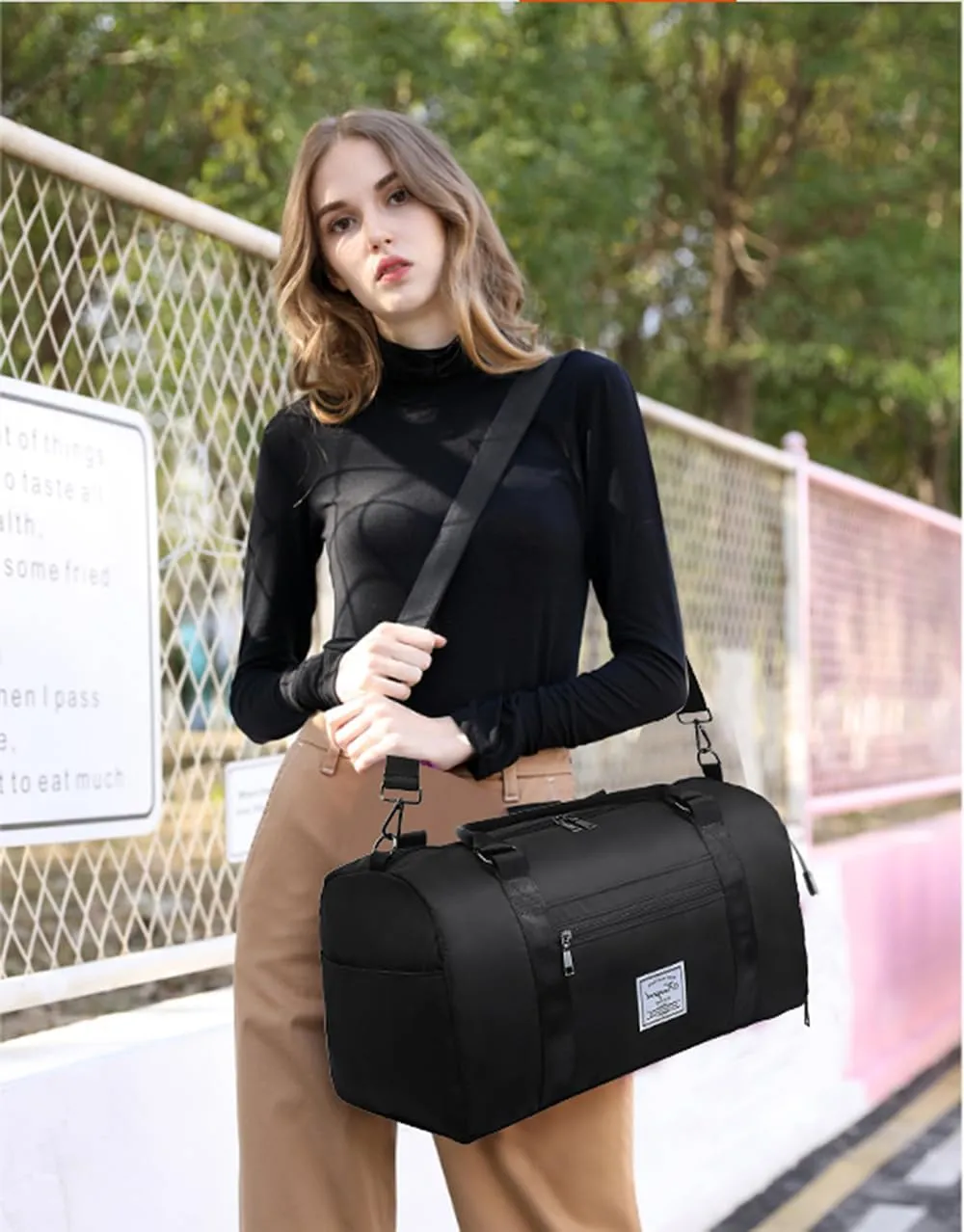 Gym Bag with Wet Pocket, Foldable Travel Duffle Bag Carry On Weekender Bags for Women, Waterproof Overnight Bag for Travel, Gym, Yoga