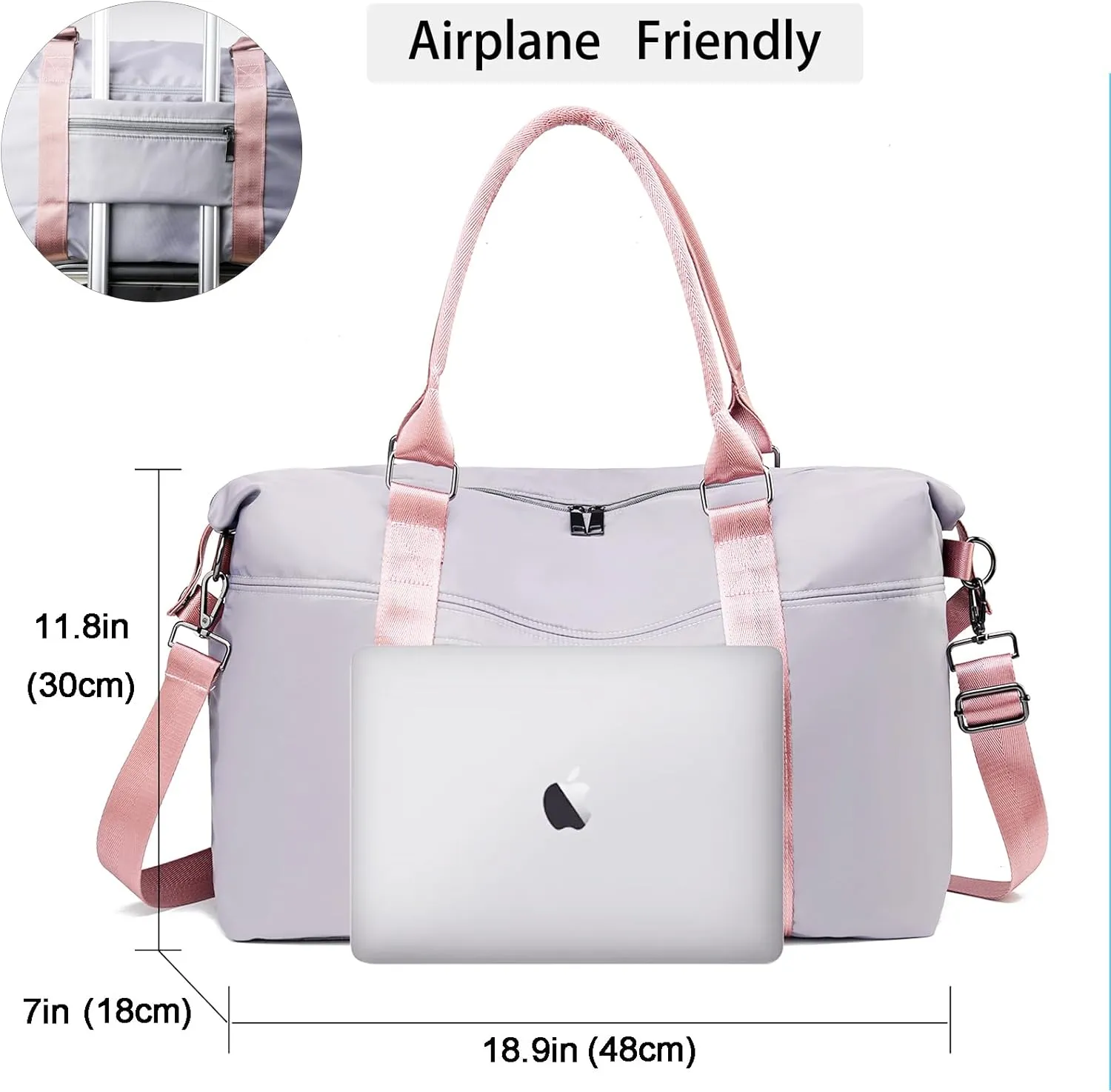 Gym Bag with Wet Pocket, Foldable Travel Duffle Bag Carry On Weekender Bags for Women, Waterproof Overnight Bag for Travel, Gym, Yoga