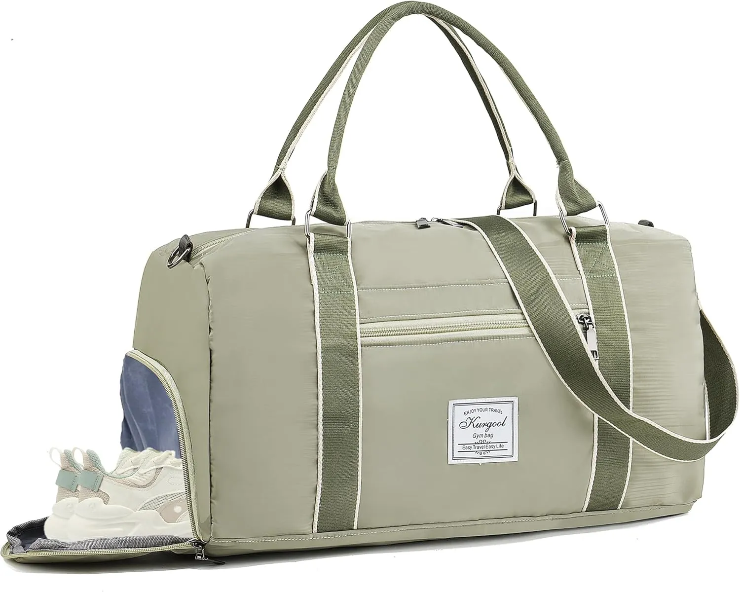 Gym Bag with Wet Pocket, Foldable Travel Duffle Bag Carry On Weekender Bags for Women, Waterproof Overnight Bag for Travel, Gym, Yoga
