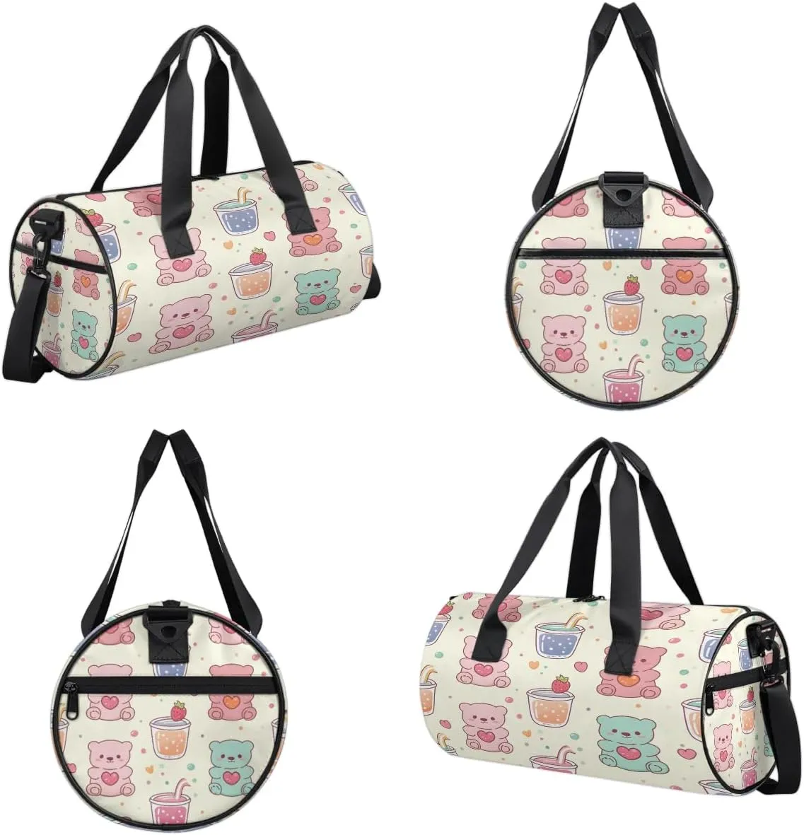 Gym Bags for Men Women Cute Bears Theme Sports Duffel Bags Carry On Travel Duffle Bag with Detachable Adjustable Shoulder Strap Overnight Weekender Bag
