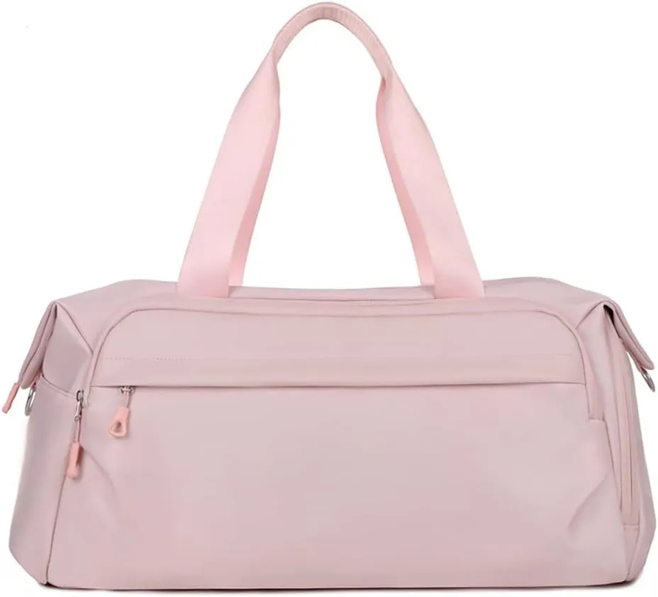 Gym Bags for Women Men Waterproof Gym Sports Workout Duffle Bag with Shoe Compartment Wet Pockets Lightweight Weekender Overnight Carry on Duffle Bags for Travel（Pink）