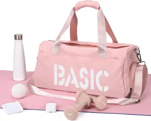 Gym Duffel Bag for Women, Sports Travel Bag with Wet Pocket and Shoes Compartment, Weekender Overnight Bag for Ladies Girls Travel, Gym, Yoga, Pink Mommy Hospital Bag for Labor and Delivery