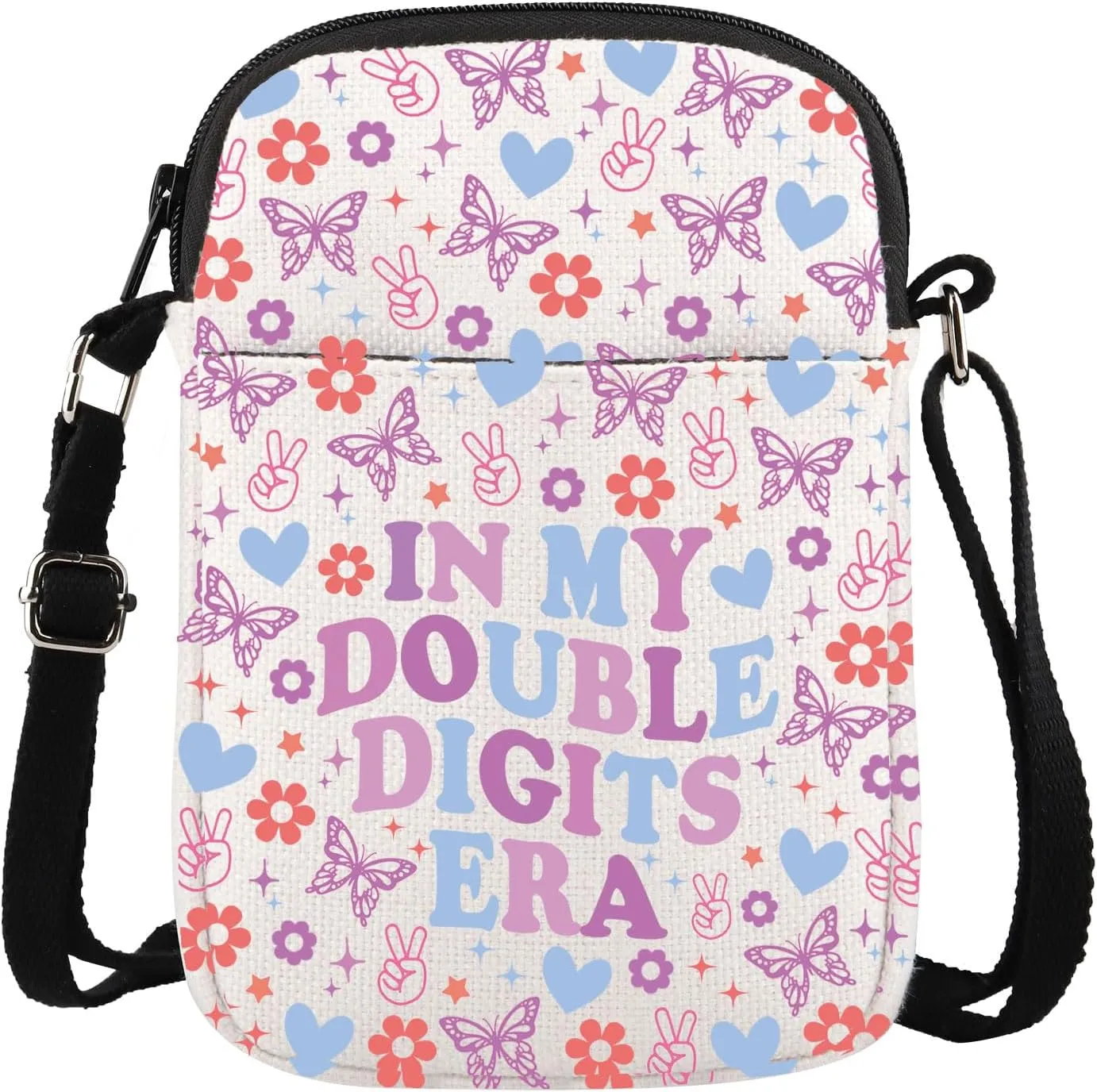 Gzrlyf In My Double Digits Crossbody Bag 10th Birthday Gift 10 Years Old Birthday Ten Birthdays Purse Wallet Party Bag