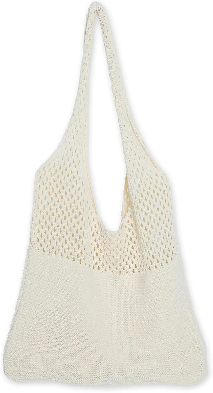 Hadley Wren Womens Knit Market Beach Tote Bag, Over Shoulder Vacation Handbag