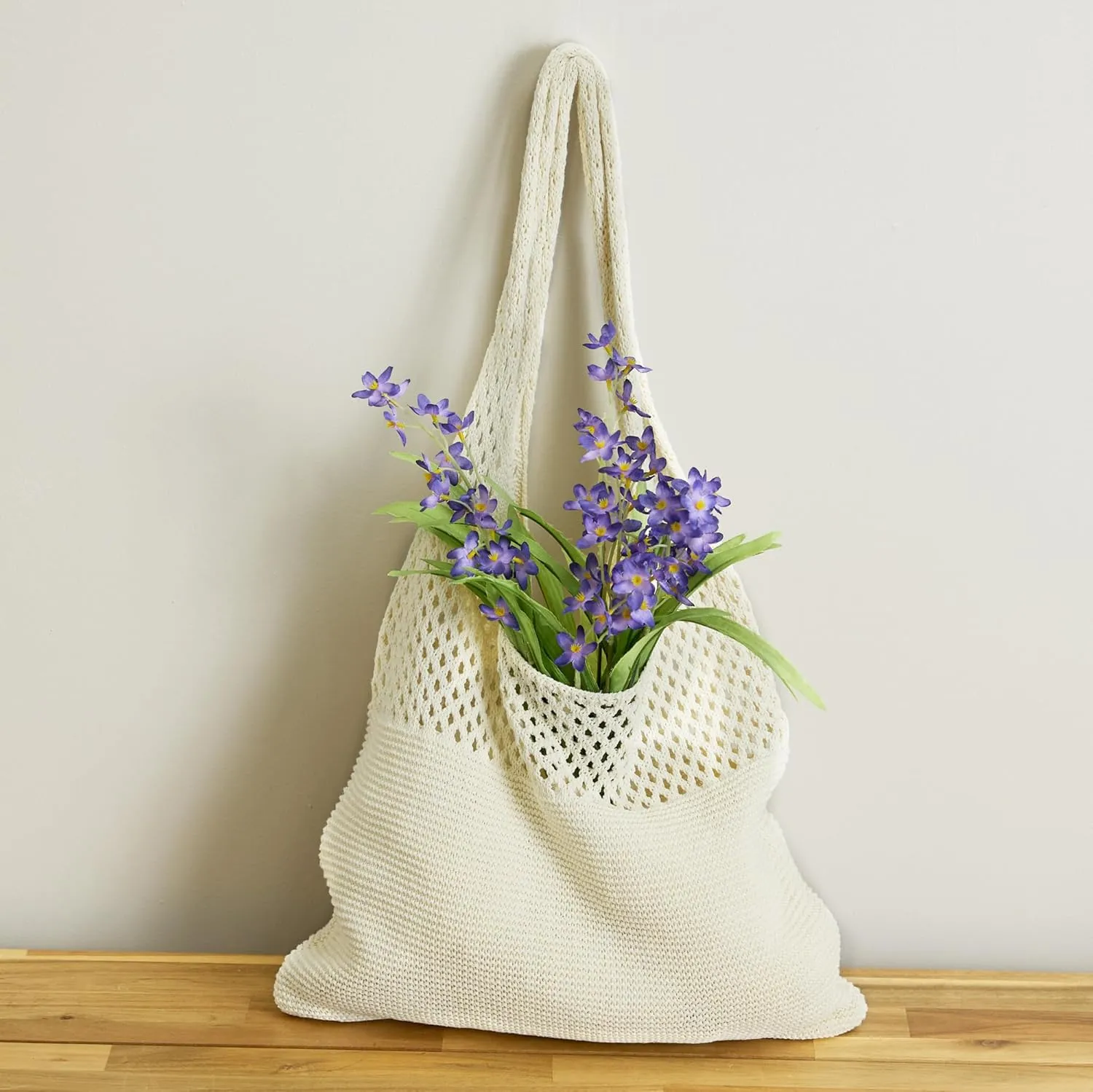 Hadley Wren Womens Knit Market Beach Tote Bag, Over Shoulder Vacation Handbag