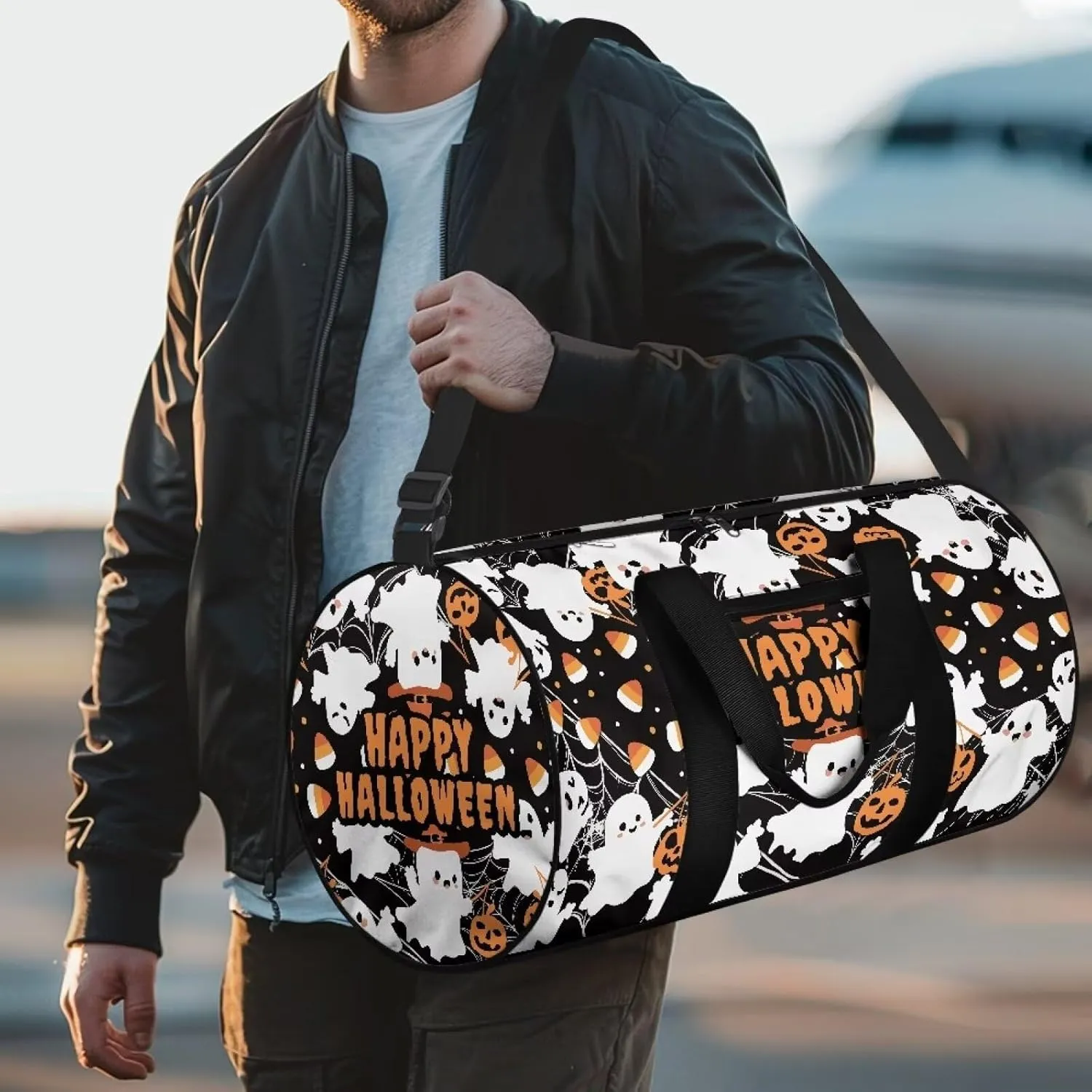 Halloween Duffle Bag for Travel Ghost Travel Bags for Women Mens Gym Carry on Duffel Bags Zipper Sports Equipment Organizer for Gym Sports Yoga Bag Waterproof Weekender Bag