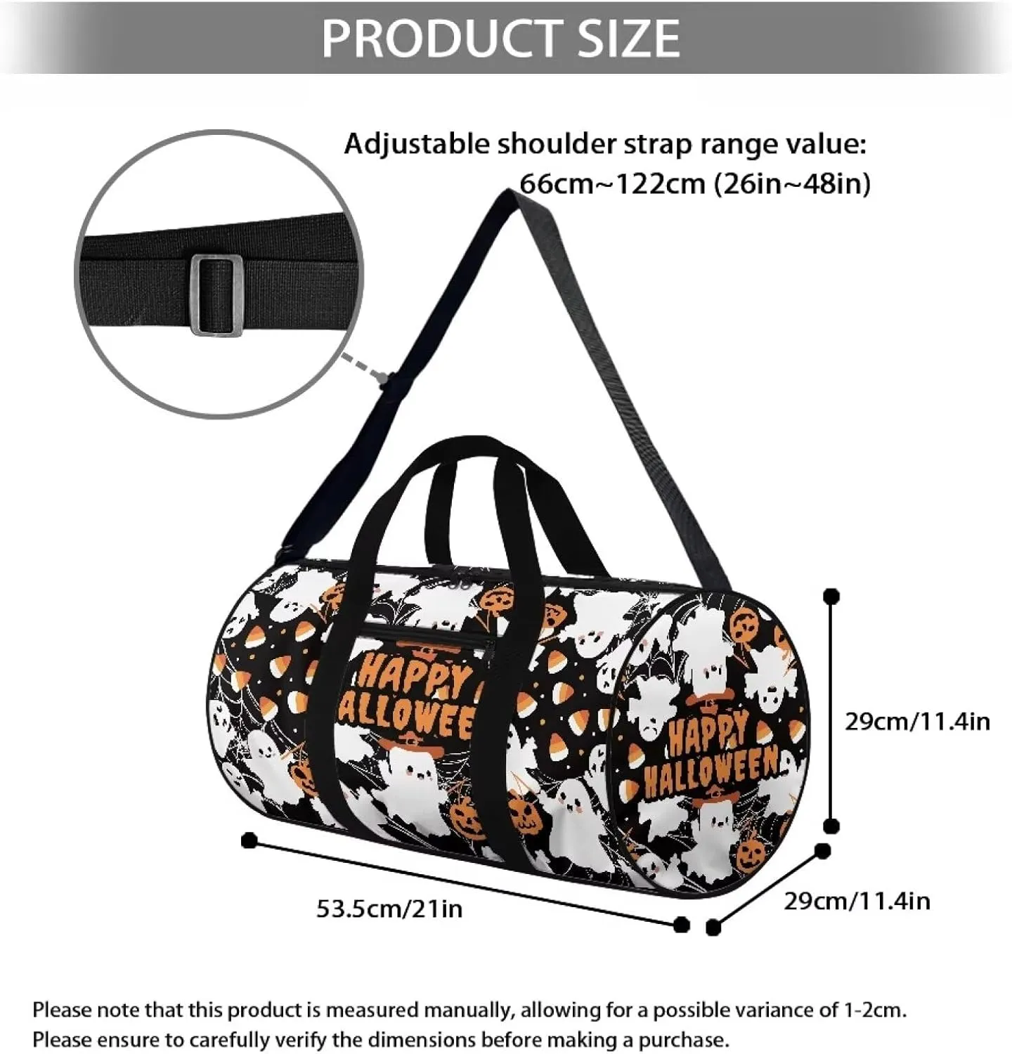 Halloween Duffle Bag for Travel Ghost Travel Bags for Women Mens Gym Carry on Duffel Bags Zipper Sports Equipment Organizer for Gym Sports Yoga Bag Waterproof Weekender Bag