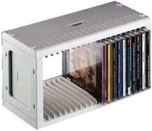 Hama CD Rack for 20 Disks - Space-Saving, Standing or Hanging, Small CD Stand for Office or Any Room, Grey