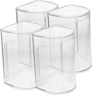 HANABASS Plastic Doll Display Box 4-Piece Set Rotatable Display Stand Handicrafts Holder Collectibles Organizer