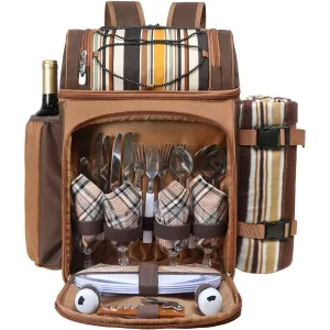 Hap Tim Picnic Backpack Cooler for 4 Person with Insulated Leakproof Cooler Bag, Wine Holder, Fleece Blanket, Cutlery Set,Perfect for Beach, Day Travel, Hiking, Camping, BBQs, Family and Lovers Gifts