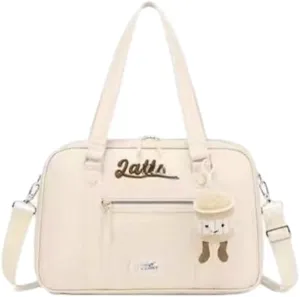 Harajuku Shoulder Bag Cute Book Bag with Pendant Kawaii Messenger Tote Bag Aesthetic Commuter Bag for Women